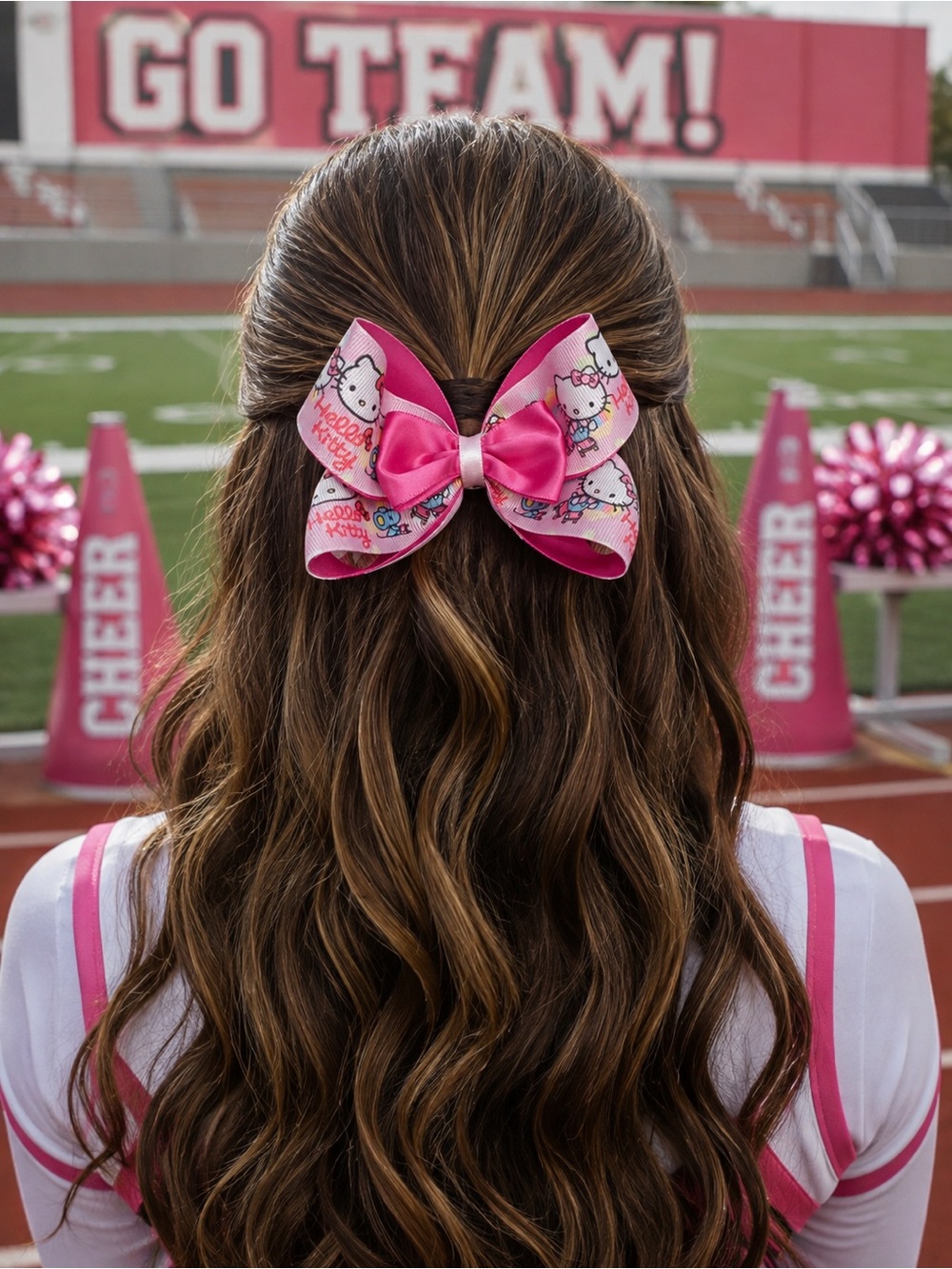 Hello Kitty Hot Pink Printed Bow Hair Clip for Kids